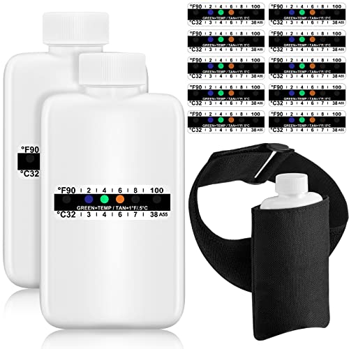 Remagr 14 Pcs Urine Show Complete Kit 2 Portable Empty Bottles 10 Adhesive Temperature Show Strip Hidden Leg Strap Urine Oxford Pouch Urine Test Bottles (Simple Style)