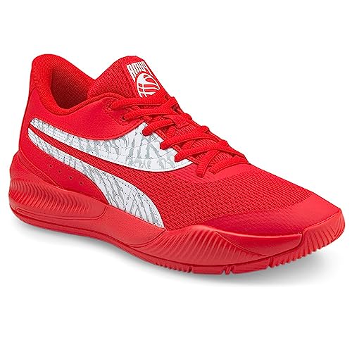 PUMA PUMA Mens Triple Basketball Shoe, High Risk Red-PUMA Mens White, 8.5