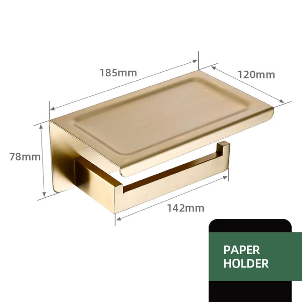 Juego de Accesorios de baño de Oro Cepillado, Soporte para Rollo de Papel higiénico para Montaje en Pared, toallero, Colgador de Batas, Kit de Accesorios de Acero Inoxidable, Soporte para Papel de e