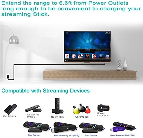 Miniatura 4 de 2 cables de alimentación USB compatibles con Fire TV Stick, Roku Streaming Stick 3500 3600 3800, Express Plus 3700 3710XB 3900R 3910XB 3920R 3930R,