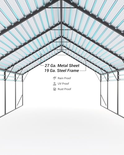 Image of GarveeLife 20'x25'x13' Metal Carport for 2 Cars, Heavy Duty Car Ports with Reinforced Frame, Tall Metal Car Ports for Bass Boats, Full-Sized Pickup Trucks, and Tractors