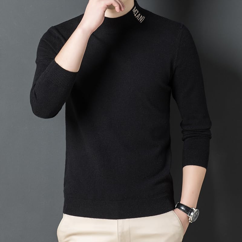 Alloaone Men Knit Pullover Half Turtleneck Knitted Sweater Designer Aesthetic Plain Trendy Jumper3