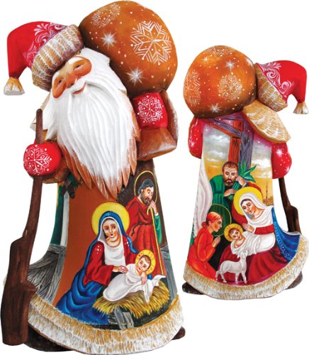 G. Debrekht Nativity Santa Santa Hand-Painted Wood Carving