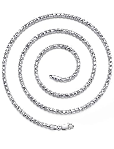 Asdull 925 Sterling Silver 5Mm Silver Box Chain Necklace For Men Silver Link Chain For Women 16 Inches #TOP7