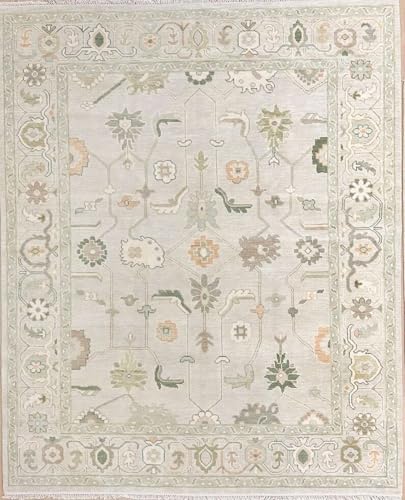 Hand-Knotted Oushak Wool Rug 4×6 ft – 100% New Zealand Wool Vintage Turkish Anatolian Carpet, Soft & Durable Oriental Area Rug for Living Room, Bedroom, Kids Playroom & Home Decor, Beige