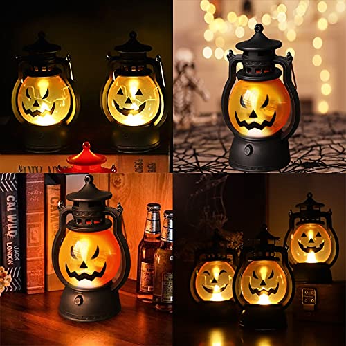Lanterne Citrouille-crâne à Piles - Décoration Halloween Pour Intérieur/extérieur, Lumière D'ambiance