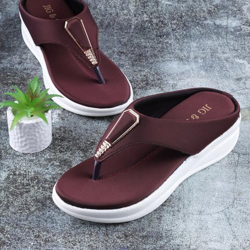 Image of JIG & SID Women & Girls Flip-Flops Slippers Light weight, Soft Footbed, Comfortable & Stylish Wedges Slip On Slipper For Casual Wear & Formal Wear (J S 110645)