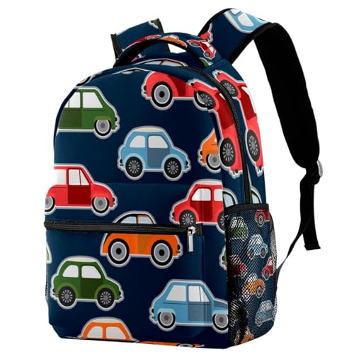 Sac à dos d'école motif voitures multicolore pour ados et enfants