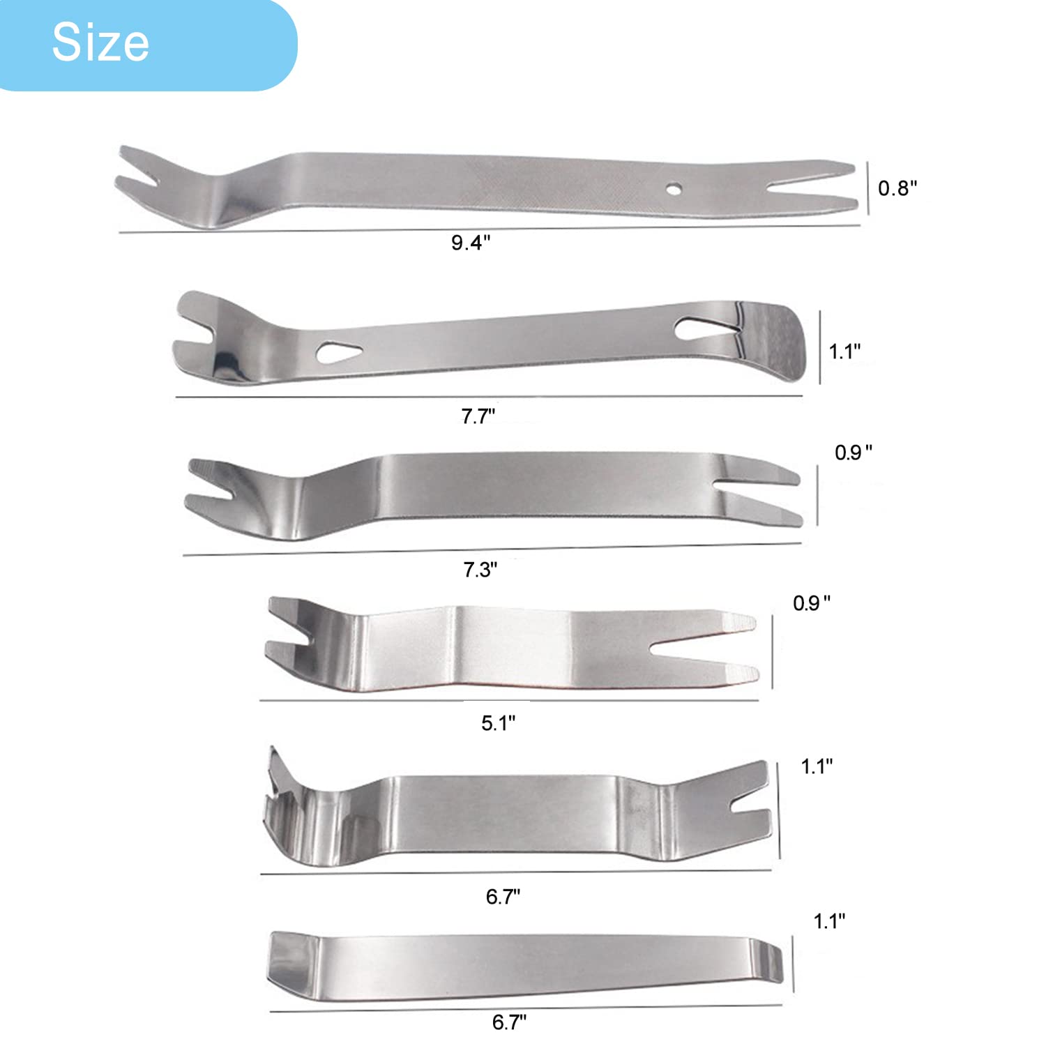 Set 6 Cunei Decorative In Acciaio Inox + Leve Per Smontaggio Auto – Attrezzi Per Rivestimenti Porte