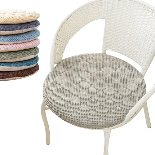 Set di 6 cuscini rotondi in velluto a coste, 40 cm, antiscivolo, per sala da pranzo, cucina e giardino, per esterni/interni, con cerniera per comfort e stile