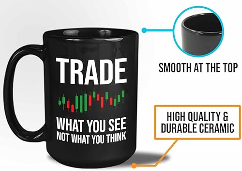 Miniatura 5 de Stock Trader Taza de café 15oz Negro - Comercio lo que ves - Empresario Asesor Financiero Día Trading Mercado de Valores Dividendos Finanzas