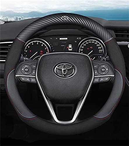 Mammoet トヨタ Toyota ステアリングカバー ハンドルカバー 本革 ホイールカバー 86 ハイエース0系 プリウス カムリ プラド マークｘノア 内装品 高級 牛革 専車ロゴ ヘッドレイヤー牛革 メッシュデ ザイン Mサイズ 38cm 並行輸入品 B Faz Co Zm