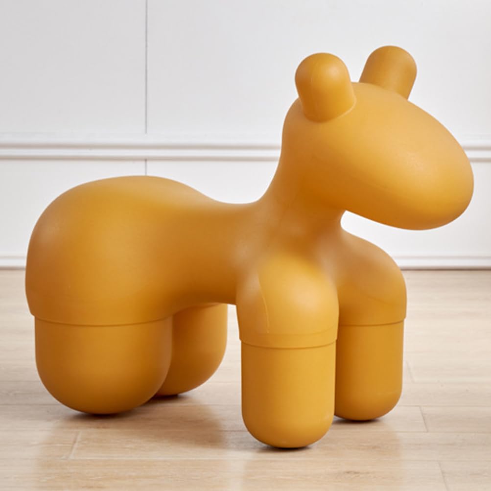 Tabouret en plastique poney créatif jaune et petit siège bas antidérapant