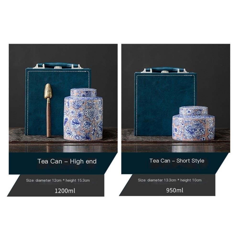Set Da Tè Contenitore for la conservazione del tè Barattolo in ceramica Barattolo sigillato Retro Set da tè in porcellana blu e bianca Barattolo singolo/bicchiere doppio Set di scatole regalo Barattol