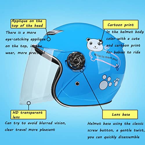Kids Cute Helmet With Visor, Vintage Motorcycle Open-Face Helmet For Boys & Girls, Ece/Dot Approved Electric Scooter Children's 3/4 Motorcycle Helmet For Vespa Scooter Atv Moped -B-50-55Cm #TOP4