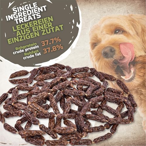 Beef Sausage Hundesnacks 1kg (ca. 110-115 Stück) | luftgetrocknete Kausnacks | Eiweißreich & getreidefrei | Fettarm | Hypoallergener Snack für alle Hunderassen