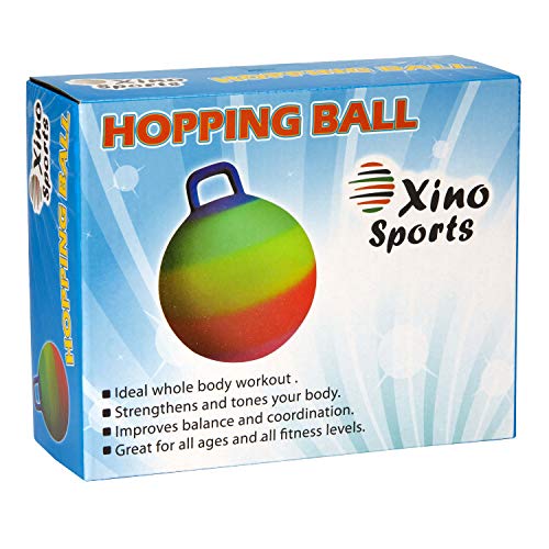 Xino Sports Hopping Ball for Kids, Offers Hours of Incredible Fun for The Whole Family, Amazing Space Hopper Ball, Safe and Durable Jumping Ball with Handle, 18 Inch Diameter