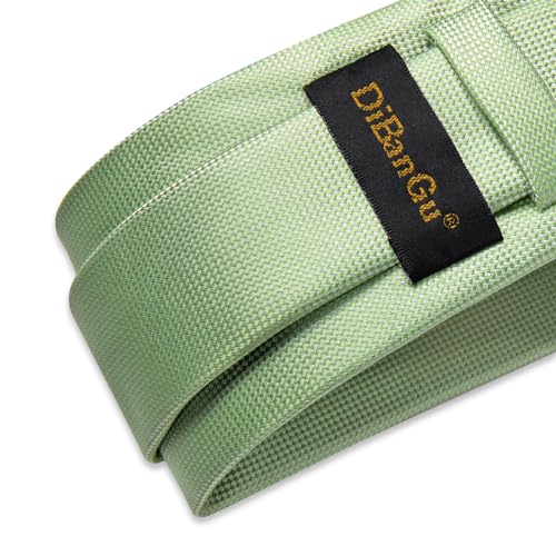 Image of DiBanGu Mens Silk Necktie Solid Color Tie and Pocket Square Cufflink Tie Clip Set Woven Plain Ties for Men Wedding Party