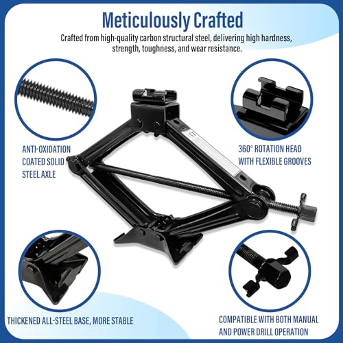 Image of Car Jack Kit, Scissor Jack Kit 2 Ton (4409 lbs),Tire Changing /Repairing Kit with Lug Wrench,Suitable for Sedan, Coupe, SUV, MPV and Most Cars