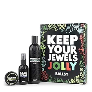 Ballsy Gift Set For Men, Jolly Jewels Pack, Includes Body Wash, Deodorizing Spray, and Cologne Rub, Men Hygiene Products, Mens Body Care, Ball Wash For Men Christmas Gift pack, Citrus & Cedar