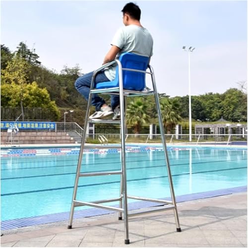 Taburete de bar de acero inoxidable con escalera de seguridad para piscina con asiento cómodo para patio y uso de salvavidas