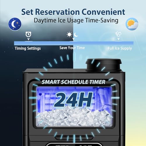 Image of Commercial Ice Maker 100 Lbs /24H, Dual Water Inlet Options, Rapid 36 Ice Cubes in 9-15 Mins, Stainless Steel Ice Under Counter /Freestanding Machine for Home, Party, Office