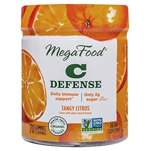 MegaFood, C Defense Gummies, Tangy Citrus Soft Chew Supplement for Daily Immune Support, Gluten Free, Vegan, 70 Gummies…