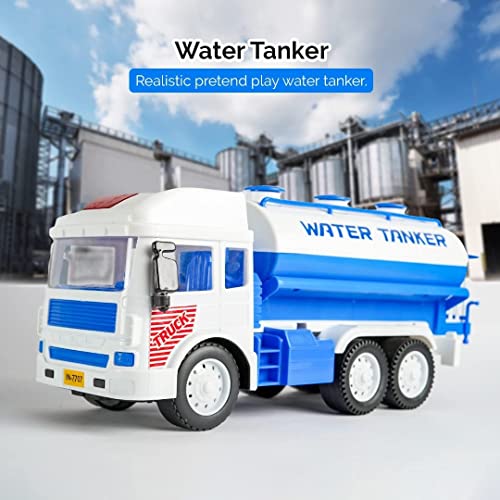 Image of Toy Truck Diecast Cars Truck with Light and Sound Pull Back Vehicles Toy Trucks for Kids ?Colors as Per Stock? (Water Tanker)