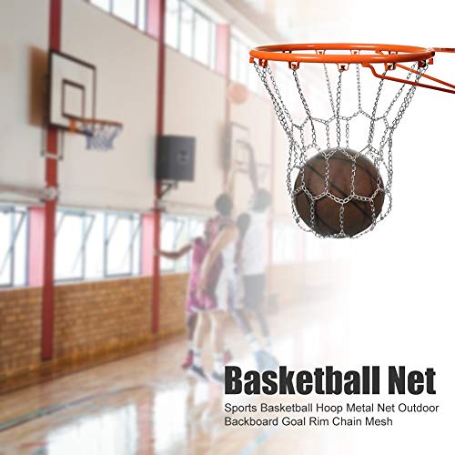 Zuolaijf Basketball Hoop Classic Steel Chain Sports Basketball Hoop Metal Targe Net Outdoor Backboard Goal Rim Basketball Mesh Outdoor Galvanized (Color : Metal) #TOP2