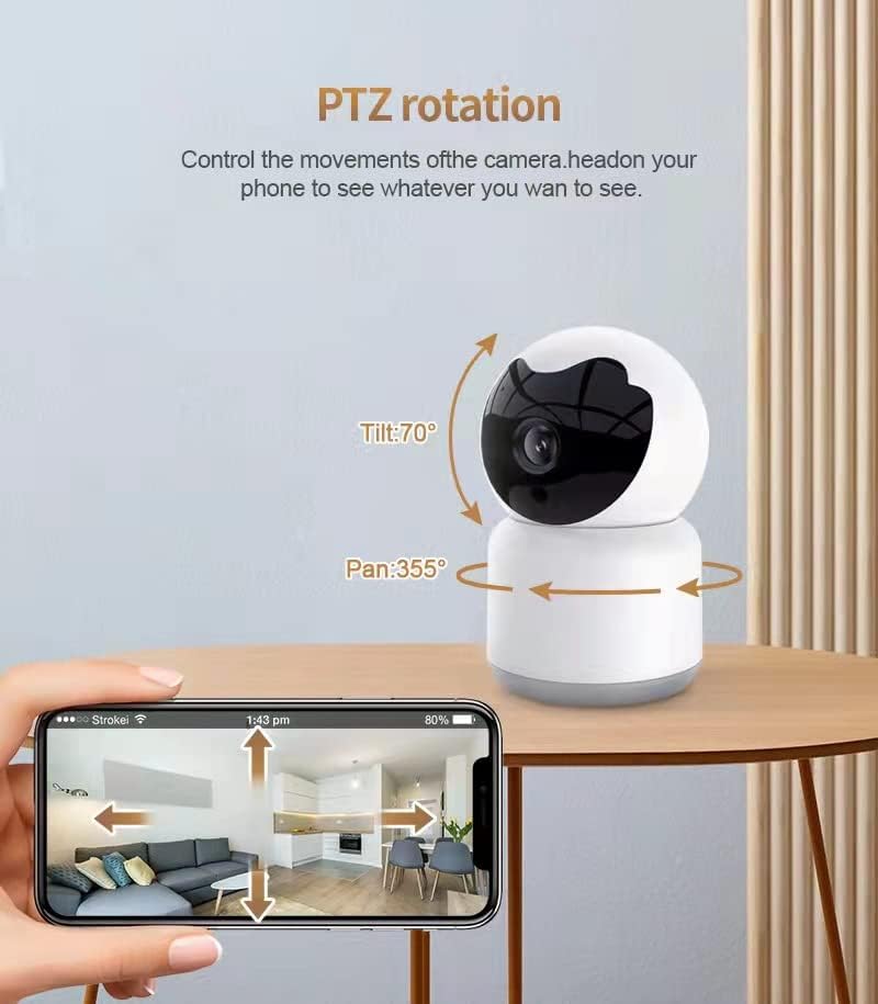 Miniatura 2 de Bawofu Cámara de seguridad para el hogar, cámara inteligente Tuya de 3 MP para interiores con panorámica y inclinación para bebés y mascotas, con