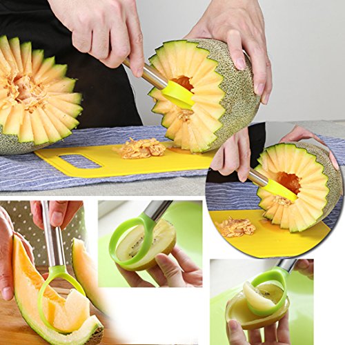 NewFerU Garnish Shape Tool Set for Fruit Vegetable:Melon Baller Scoop,Carving Cutter Knife,Apple Corer Slicer Remover,Dig Pulp Separator,Citrus Lemon Peeler,Chopping Board,Forks Kitchen Gadgets (9)