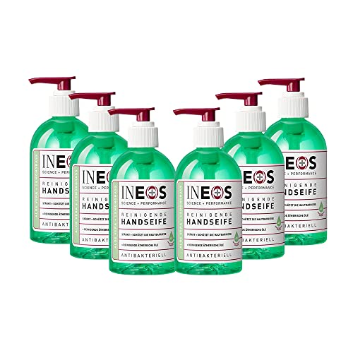 INEOS - Flüssige Handseife - Feuchtigkeitsspendende - mit Aloe Vera + Zitronengrass - Für die Hände - Packung mit 6 x 250ml