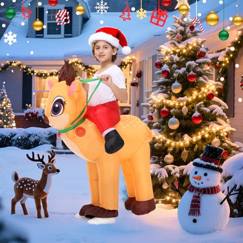 Disfraz inflable de reno para niños miniatura 4