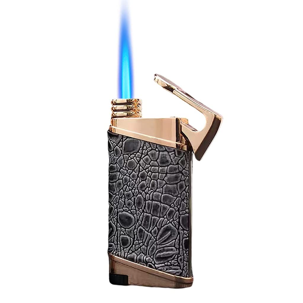 Butane Lighter, Gas Lighter, Torch Lighter, Vintage Lighter, Creative Windproof Lighter for Men Gift Grill BBQ Charcoal Candle Camping (Butane Not Included) (Color : Black)