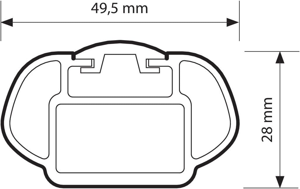 Cross-section diagram of Lampa NORDRIVE N15026 roof bar