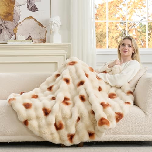 Cozy Bliss Burrito Faux Fur Throw Blanket for Couch, Fuzzy Soft Plush Thick Tortilla Bubble Blanket for Sofa Bedroom, Taco Food Blanket Funny Birthday Gift, 60 Inches