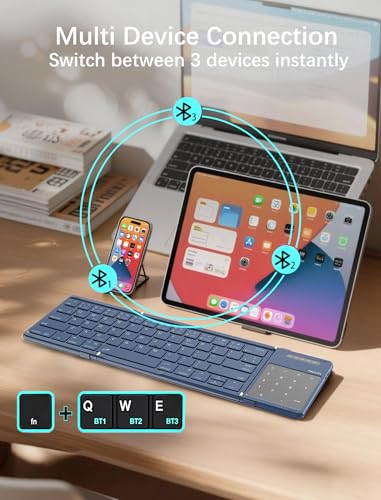 Image of Nillkin Foldable Bluetooth Keyboard, Portable Wireless Design (Blue)