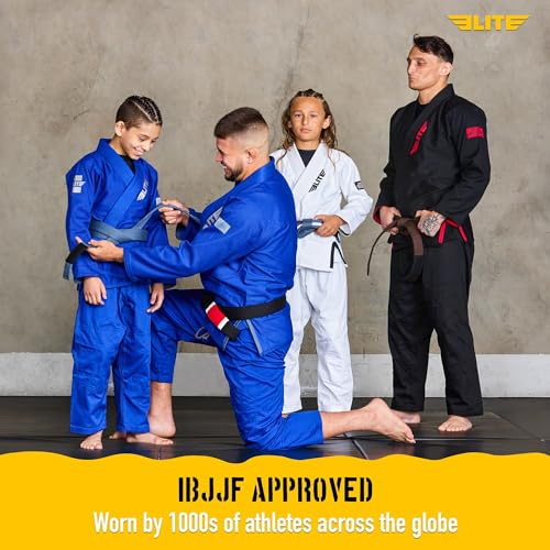 Elite Sports IBJJF Ultra Light BJJ Brazilian Jiu Jitsu Gi for Kids with Preshrunk Fabric and Free Belt (Blue, C000) by Elite Sports - Used condition - Image 6