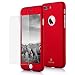 iPhone 7 Plus Case,Lavince Full Body Protection Hard Slim Cover[Dual Layer]with Tempered Glass Screen Protector for iPhone 7 Plus 5.5inch(Red)