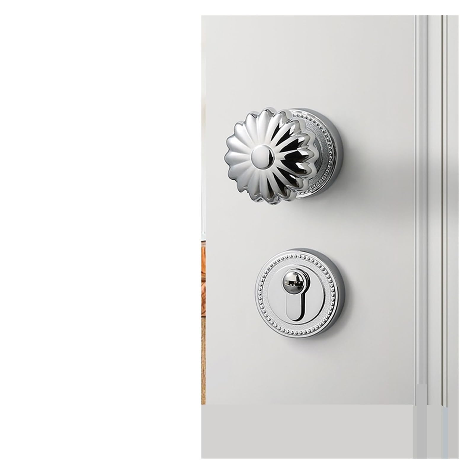 NYRXRYTCA Spherical Door Lock Spherical Lock Simple American Indoor Door Lock Gold Silver Silent Split Room French Door Lock(Bright silver)