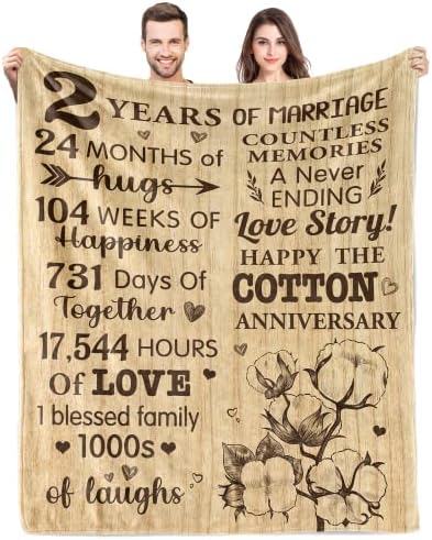 Fluffy Time 2 Year Anniversary Wedding Gifts for Him Her Romantic Second Wedding for Him Her Happy Anniversary PresentGifts Best Anniversary Marriage Blanket Gift for Him Boyfriend Her Couple