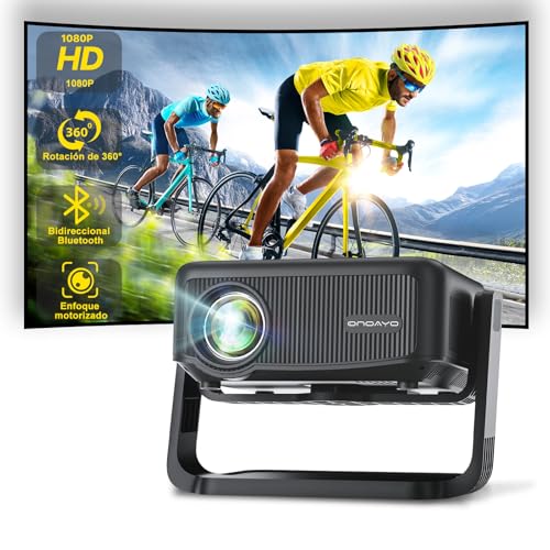 Proyector Portatil 【Auto Keystone / ±360° Freestyle】 20000L 1080P HD WiFi6 Bluetooth Mini Proyector, ONOAYO 4K Soporte Desmontable Proyectors Remote Fcous Zoom Cine en Casa para iOS/Android