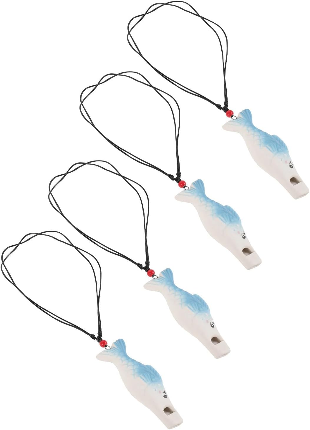 4pcs Blue Ceramic Fish Whistle Pendant Necklace Party Favor