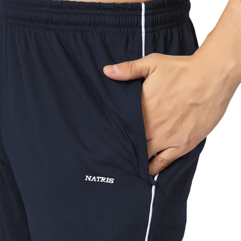 Image of Men's Track Pants with Side Zip Pockets - Regular Fit Sports Joggers for Gym, Running & Casual Wear - Mens Lower