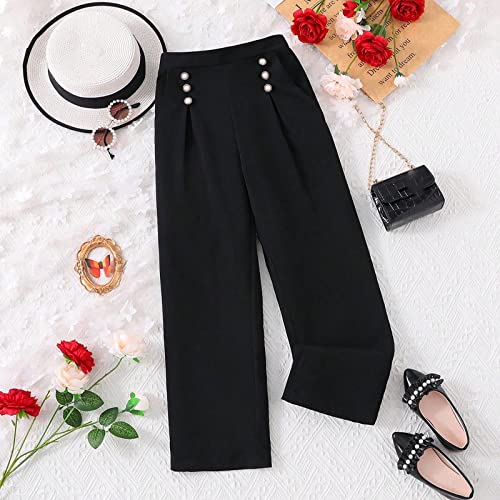 Calça casual feminina de verão com parte inferior reta para roupas infantis e meninas com menos de 5