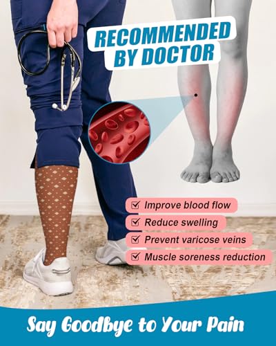 Image of FuelMeFoot 6 Pairs Compression Socks for Women & Men 15-20mmHg Graduated Support Knee High Socks for Nurses, Travel, Athletic