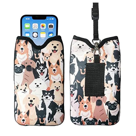 Tainada Neck Cellphone Sleeve Carrier w/Belt Loop (Doodle Dogs Pattern)