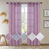 LUSHLEAF Linen Sheer Curtains 2 Panels Light Filtering Privacy Sheer Drapes 84 inches Window Drapes for Bedroom/Living Room/Sliding Door,52 x 84 inch,Blush