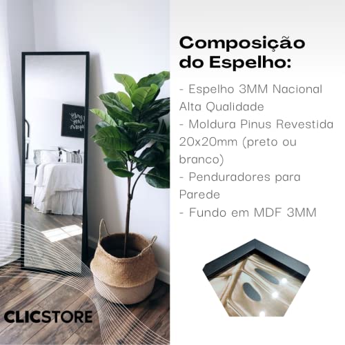 CLICSTORE Espelho Com Moldura Decorativo Para Banheiro Sala Quarto Feminino Casal Hall Lavabo Corpo