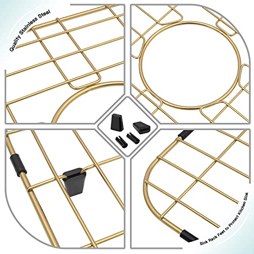 Lonsince Gold Sink Protector,24 15/16" X 13 1/8" Kitchen Sink Grid Gold,Stainless Steel Sink Protector,Sink Bottom Grid,Sink Grate #TOP3